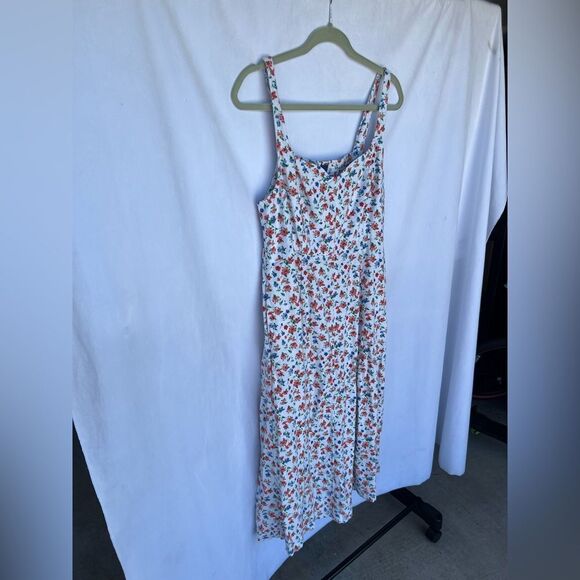 Old Navy Floral Midi Dress Linen Blend size Large - Picture 3 of 8